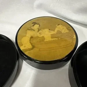 Red Circle Footwear | Accents | Vtg Made In Japan Trinket Box Round Lid ...